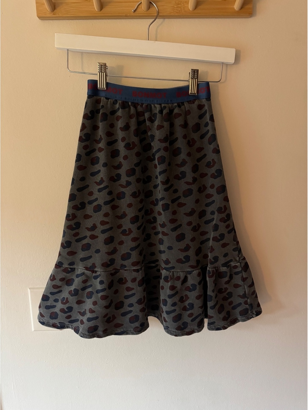 Bonmot Wood Leopard Frill Long Skirt
